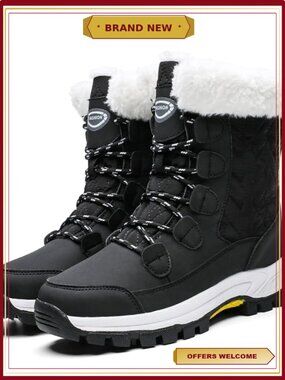Women's Warm Faux Fur Lined Mid Calf Winter Snow Boots Waterproof